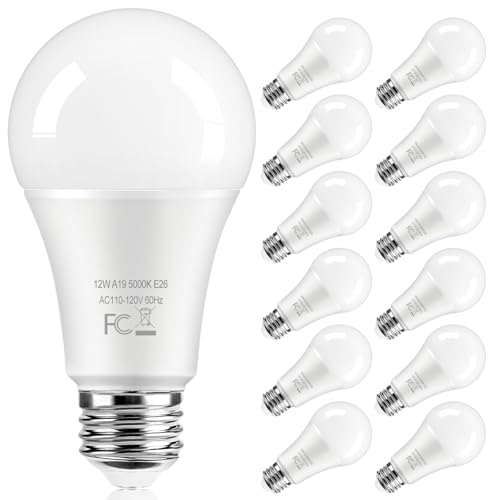 TOBUSA LED Light Bulbs 100 Watt Equivalent, 1400 Lumens Super Bright A19 Daylight White 5000K LED Bulbs, Standard E26 Medium Screw Light Bulbs Non-Dimmable, 25000+Hrs Lifespan, No-Flicker, 12-Pack