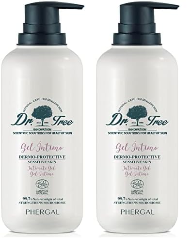 Dr. Tree Gel Intimo Dermoprotector Hipoalergénico, Higiene e Hidratación ECO, Restaura Flora, Elimina el Olor y Calma los Picores, Sin Sulfatos SLE, SLS, Sin parabenos, Sin siliconas, 400 ml