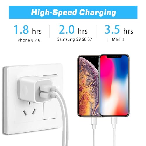 X-EDITION USB Wall Charger, 4-Pack 2.1A Dual Port USB Cube Power Adapter Charger Plug Charging Blocks Brick for iPhone 16e/16/15/14/13/12/11/XS/X/8/7/6 Plus, Watch Series/Ultra, Galaxy, Moto, Android - Image 3