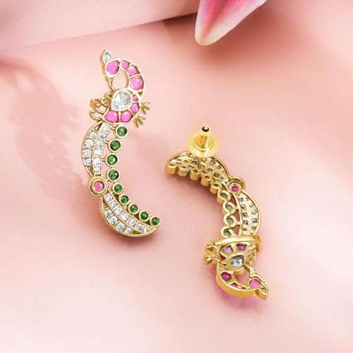 Image of Rubans Ear Cuff Jhumka Earrings Indian Ethnic Jewellery Gift for Women & Girls
