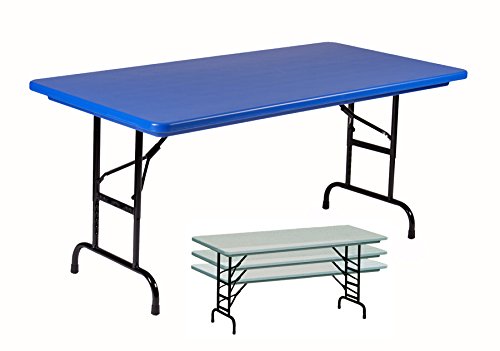 Correll Ra3072-27 R Series, Adjustable Height Blow Molded Plastic Commercial Duty Folding Table, Rectangular, 30" X 72", Royal Blue #TOP2