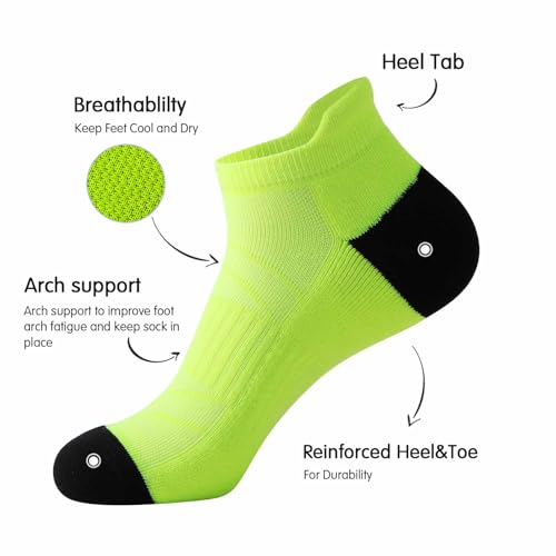 JOYNÉE Mens Ankle Athletic Running Tab Socks for Men 6 Pairs Low Cut Sports Workout Socks,Sock Size 10-134