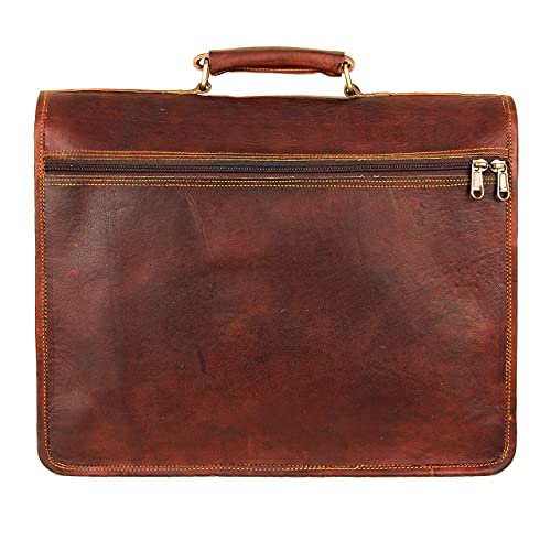 Leather Briefcase for Men 18 Inch | Vintage Large Messenger Bag | Brown Laptop Bag with Rustic Look3