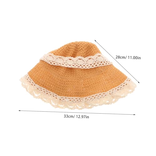 BESTYASH Girls Wide Brim Lace Sun Hat for Vacation Breathable Boy Girl Beach Hat with Uv Adorable Style for Outdoor Activities and Family Trips Beige2