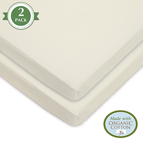 American Baby Company Twin Pack Knit Fitted Natural Color Sheet Made With Organic Cotton, Cradle #TOP3