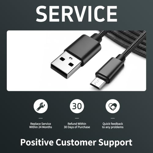 Image of Superer 2 Pack 5 ft Micro USB Charger Cable Fit for PS4 Controller, Xbox One X S, Kindle Paperwhite, Amazon Fire Tablet, Roku Streaming, Android Phones Charging & Data Sync Nylon Braided Cord
