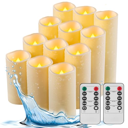 Fanzir Outdoor Wasserdichte LED Kerzen lampe mit Fernbedienung Indoor Nachttischlampe Batteriekerze, Das Nachtlicht ist dimmbar Kerze 12 Stück Es eignet sich für dekorative Lichtatmosphären