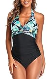 Elegante traje de baño de una pieza sin espalda, con almohadillas para el pecho sin aros, el diseño con cuello en V te hace más sexy. El diseño de pliegues cruzados en la parte delantera te hace más elegante y encantador este verano.