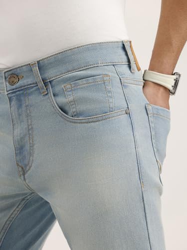 Image of WROGN Men's Cotton Stretch Jeans | Solid | Slim Fit | Mid Rise