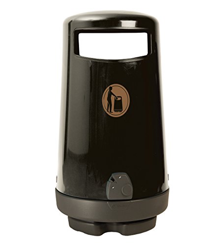 Image of Glasdon Topsy 2000 Outdoor Litter Bin Street Bin Locked (Black - Concrete)