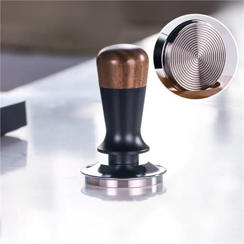 LXZNRQU Prensa De Café De Madera De Nogal, Herramientas De Barista, De Acero Inoxidable, Elasticidad De Presión Constante, 51/53/58MM(58mm,Black Thread Base)