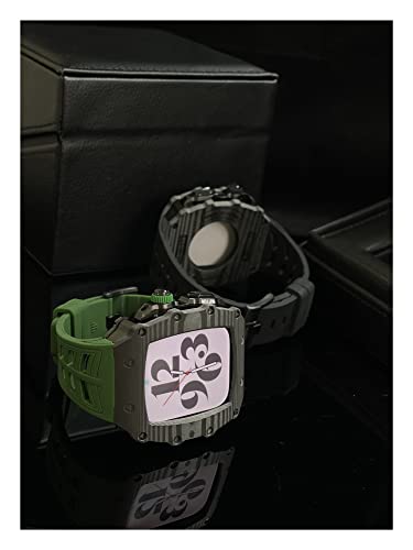 Kit modification Apple Watch carbone bracelet caoutchouc iWatch 7 6 5 SE - 4