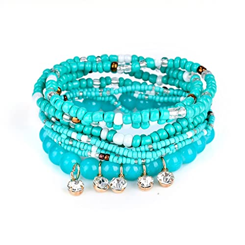 Leige Bohemian Jewelry Bracelets Set For Women Boho Tassel Charm Multilayer Beads Bracelet Wristband (Color : A, Size : Length: 18Cm) #TOP26
