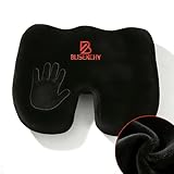 BLISENCHY Office Chair Cushion, Memory Foam Seat Cushion, Non Slip Sitting Pillow for Gaming, Car Seat, Computer Chair Pad, Sciatica and Tailbone Support, Washable Cover (Black Flannel)