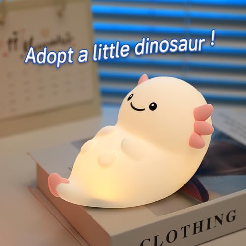 Image of Cute Axolotl Night Light, Dimmable Nursery Lamps, Super Squishy Silicone Timer USB Rechargeable Touch Control RGB Night Lamp for Kids Adults, Used for Camping Party Room Decor (Axolotl)