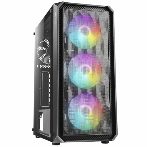 Image of Antec NX292 ARGB ATX Mid-Tower Case, Tempered Glass Side Panel, Full Side View, Pre-Installed 3 x 120mm ARGB Fans in Front & 1 x 120mm ARGB Fan in Rear