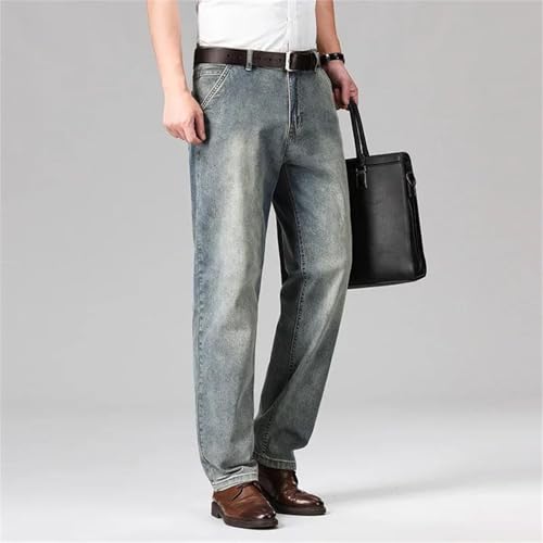Men's Luxury Jeans Cotton Loose Straight Denim Pants Business Casual Classic Stretch Male Trousers Clothing3