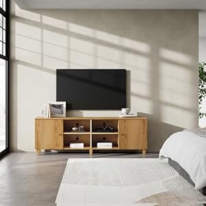 Wampattvstandfor75inchtv70inchmidcenturymodernwoodentertainmentcenterwithdoorwidemediaconsoletablewithadjustablestorageshelvesforlivingroombedroomoakbrown Urban Country Home Decor Wampat tv stand for 75 inch tv 70 inch mid century modern wood entertainment center with door wide media console table with adjustable storage shelves for living room bedroom oak brown urban country home decor