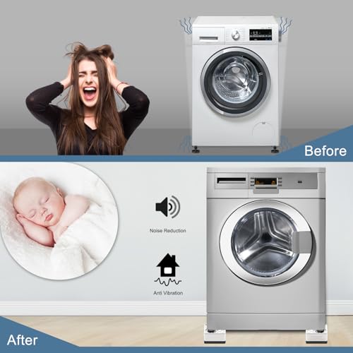 SEISSO-8-Packs-Anti-Vibration-Pads-Pedestal-for-Washer-and-Dryer-with-1100-lbs-Weight-Capacity-Double-Heighten-Washing-Machine-Foot-Pads-for-Anti-Slip-Noise-reducing-Protects-Laundry-Room-Floor