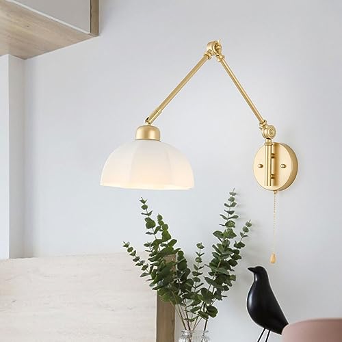 Aplique de pared con brazo oscilante ajustable e interruptor para lectura cómoda 3