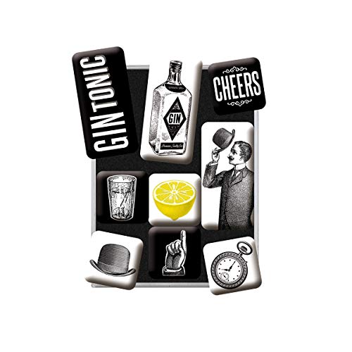 Nostalgic-Art Retro Kühlschrank-Magnete, 9 Stück, Gin Tonic – Geschenk-Idee als Bar-Zubehör, Magnetset für Magnettafel, Vintage Design Nostalgic-Art Retro Kühlschrank-Magnete, 9 Stück, Gin Tonic – Geschenk-Idee als Bar-Zubehör, Magnetset für Magnettafel, Vintage Design