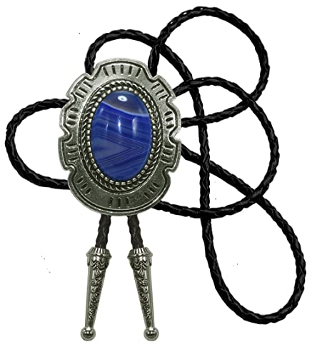 Image of Moranse Bolo Tie with Natural Tiger Eye Stone Celtic Style Genuine and Cowhide Rope