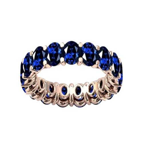 Unique Oval Shape Gemstone Blue Sapphire Eternity Band 925 Sterling Silver Wedding Band For Women Blue Sapphire Engagement Ring Gift For Her4