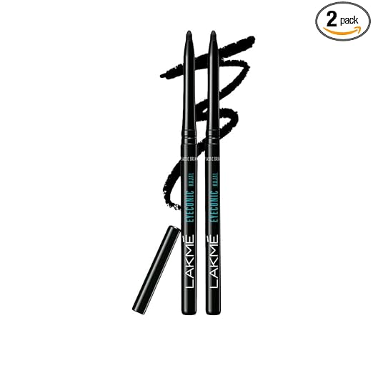 LAKMÉ Eyeconic Black Kajal 0.35 g (Combo Pack of 2) Matte Kohl Liner in a Twist Up Pencil – Waterproof, Smudge Proof & Long Lasting Eye Makeup at Rs. 139