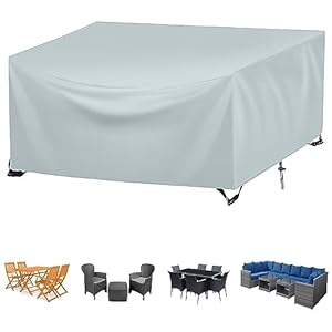 Abdeckung für Gartenmöbel, 100x90x70cm, Schutzhülle für Gartentisch, Regenschutz und Staubfest, Schwerlast Oxford Gewebe Gartentisch Abdeckung für Terrassenmöbel(Grau)