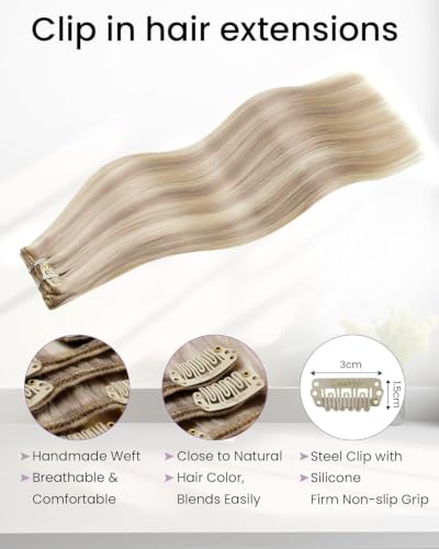 Image of LaaVoo Clip In Hair Extensions, Invisible Fit, 16 Inch 5Pcs 80g | Hair Extension Clips Fit Closely With Natural Hair, Realize Concealed Wearing Structure