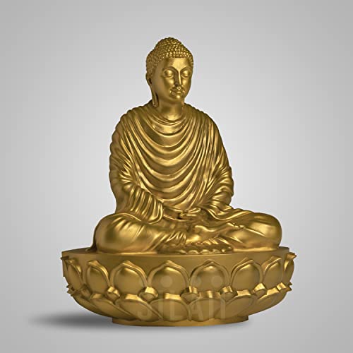 Image of SILAII Gautama Buddha Statue for Home Decor - 9 Inch | Gold Buddha Showpiece for Home & Office | Spiritual Buddha Idols for Home Decor