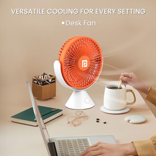 Image of Portronics Aero Breeze Portable table Fan 178mm, USB Rechargeable Fan, 3 Speed Airflow, Battery Powered Silent Operation, 4 Hours Back Up, 360 Rotatable USB Fan, BLDC Fan for Kitchen,Office,Home