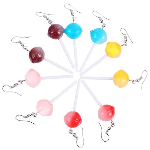 Valicclud Brincos pendentes fofos pirulitos brincos de resina para mulheres e meninas 5 pares