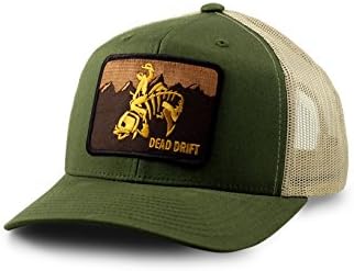 Dead Drift Fly Fishing Hat Wild West Wyoming Trucker Olive/Khaki (One Size, Olive/Khaki) Apparel