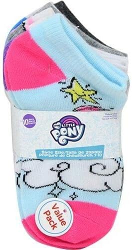 Miniatura 2 de My Little Pony Paquete de 10 calcetines invisibles, talla de zapato para niñas pequeñas 7-10, talla de calcetín 4-6