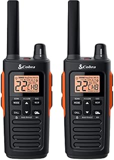 Cobra RX680 Waterproof Walkie Talkies for Adults - Rechargeable, 60 Preset Channels, Long Range 38-Mile Two-Way Radio Set (2-Pack),Black and Orange