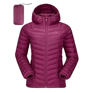 CAMELSPORTS Women’s Down Jacket Hooded Winter Light Weight Short Puffer Coats Packable Warm Windproof Ladies Parka
