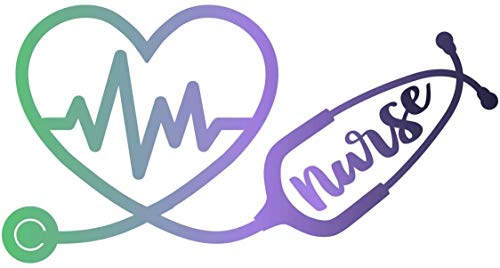 Image of Nurse Stethoscope Heartbeat (2 Pack) Vinyl Sticker Decal - 5.5 x 5.5 Inches - for Car Truck SUV Van Window Bumper Wall Laptop Tablet Cup Tumbler and Any Smooth Surface