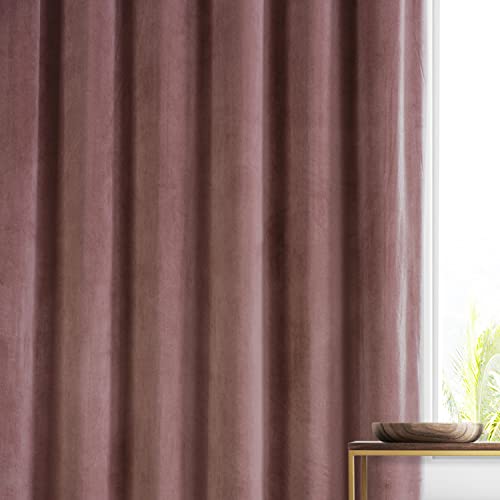 Image of HPD Half Price Drapes Signature Plush Velvet Blackout Curtains for Bedroom (1 Panel), 50W X 96L Hotel Black Out Curtains for Living Room, Thermal Insulated Blackout Curtains for Windows, Rosehip