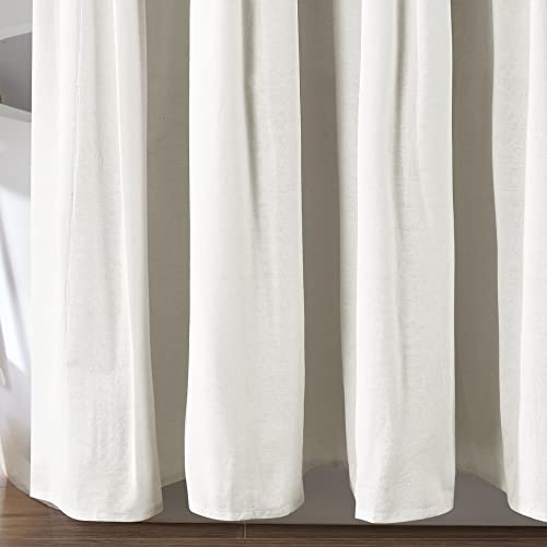 Image of Lush Decor Linen Button Shower Curtain, 72 inch W x 72 inch L, Navy & Off White - Navy Blue Shower Curtain Fabric - Bathroom Curtain - Farmhouse Bathroom Decor