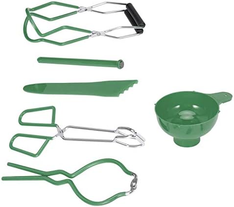 6PCS/Set Canning Kit, Canning Supplies with Canning Funnel/Jar Lifter/Jar Wrench/Lid Lifter/Food Tongs/Bubble Measurer(Green)