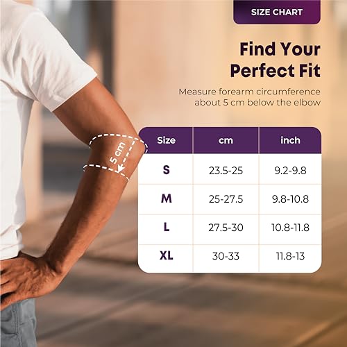 Image of betterhood Premium Elbow Support (1 Piece, S), with EasyMove StableMax Design for Gym, Sports, Day-long Use | Compression Elbow Sleeve for Tennis Elbow, Bursitis, Tendonitis, Arthritis, Injury Recovery