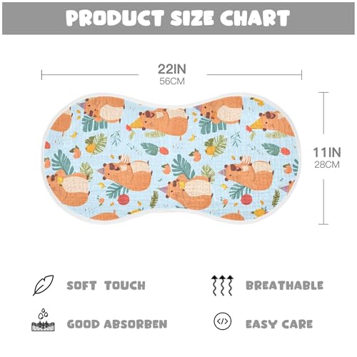 Capybara and Plants Baby Burp Cloths, Cotton Soft Absorbent Burp Cloth, Baby Bib Cloths Spit Up Rags for Newborn Boys Girls, 1 Pack, 22”x11”4