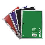 Ideal para tomar notas. Universal 66634 Cuaderno encuadernado con alambre, regla cuadrille, 8 pulgadas x 10.5 pulgadas, 1 sujeto, surtido, paquete de 4