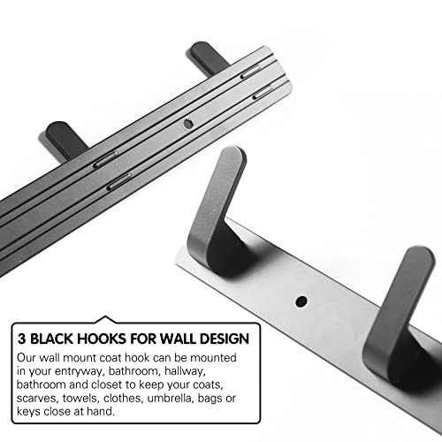 3 Hooks Matte Black Bathroom Towel Hooks Mounted Wall Adhesive Heavy Duty Farmhouse Bath Coat Stick On Rack Hat Wall Hook Sticky Black Kitchen Robe Rack Coat Hook Black 3 Hooks Rack Towel For Bathroom #TOP3