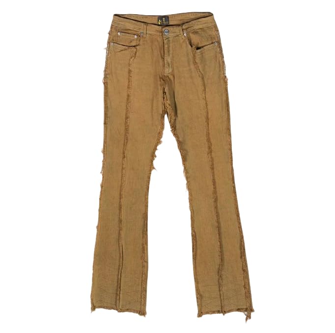 Men's Mid-Rise Flared Jeans, Slim-fit with Fringes, Denim Jeans in A Casual Style for Men