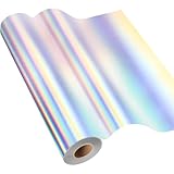 IModeur Vinylfolie Plotter Regenbogen Silber, 30,5cm x 1220 cm Silber Plotterfolie selbstklebend Vinyl, Silber Plotterfolie Vinyl für Silhouette Cameo, die meisten Schneidemaschine