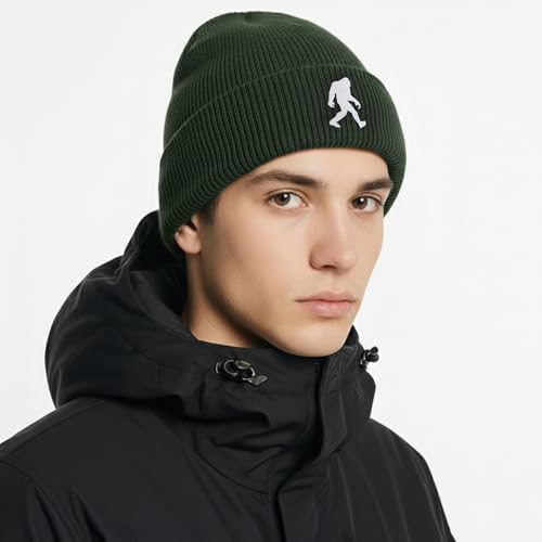 Image of Bigfoot Beanie for Men - Sasquatch Hat Winter Knit Cuffed Beanie for Women - Bigfoot Gifts for Christmas & New Year