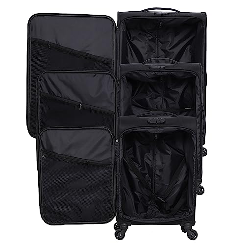 Image of Elegant Blck Trolley Bag Black Soft Luggage Trolley /Travel Bag 4 Wheel Luggage Suitcase for Travelling Set of 3 (22, 26 and 30 Inches)
