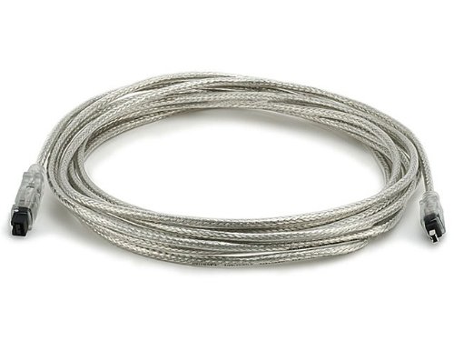 Monoprice 15-Feet 9 Pin/ 4Pin Bilingual Firewire 800, Firewire 400 Cable, Clear (100330) #TOP17